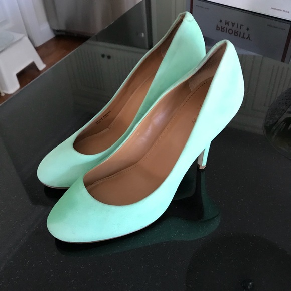 J. Crew Shoes - JCREW pistachio green suede pumps size 7-1/2